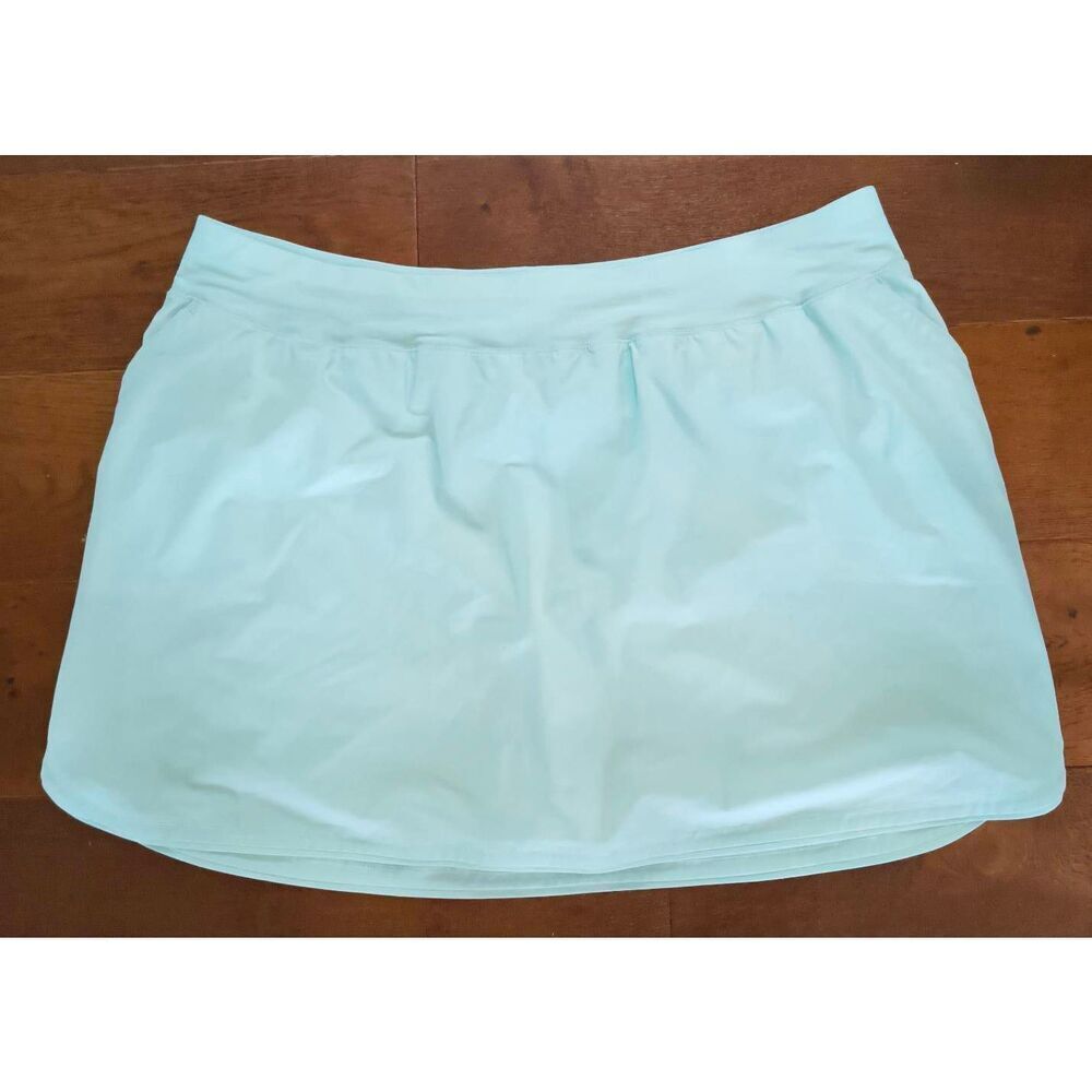 Lands' End Womens Comfort Waist Swim Skirt Swim Bottoms Skort Turquoise 26W